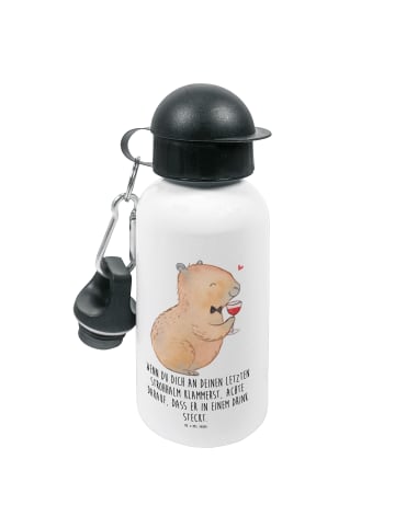 Mr. & Mrs. Panda Kindertrinkflasche Capybara Wein mit Spruch in Weiß