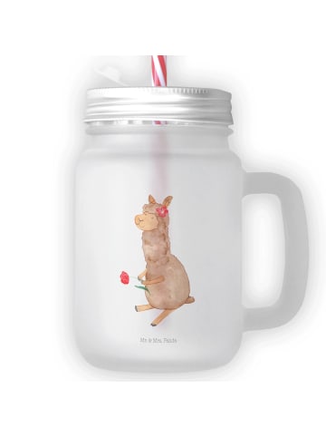 Mr. & Mrs. Panda Limonadenglas Alpaka Blume ohne Spruch in Transparent