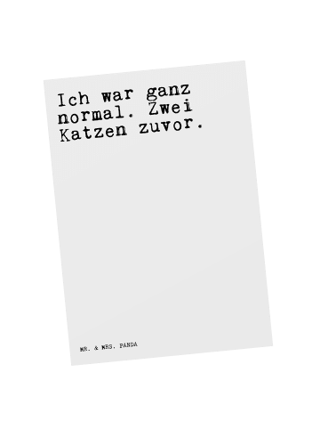 Mr. & Mrs. Panda Postkarte Ich war ganz normal.... mit Spruch in Weiß