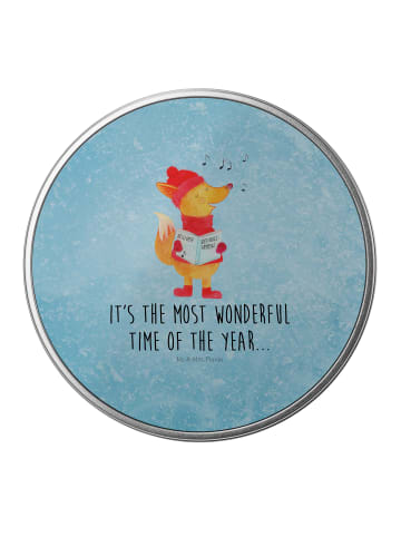 Mr. & Mrs. Panda Aufbewahrungsbox Fuchs Sänger mit Spruch in Eisblau