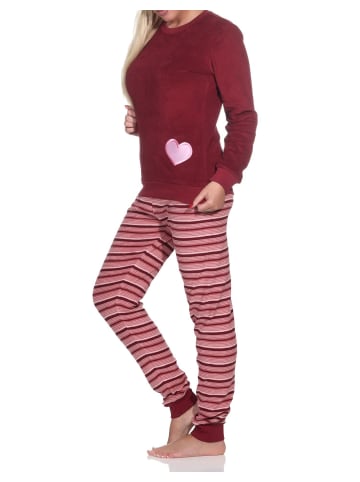 NORMANN Frottee Schlafanzug Bündchen - 82646 in rot