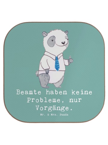 Mr. & Mrs. Panda Glas-Untersetzer Beamter ohne Probleme mit Spruch in Meeresbrise