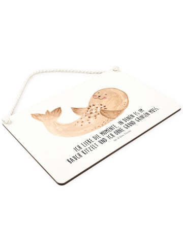 Mr. & Mrs. Panda holzbild Robbe Liegen mit Spruch in Weiß