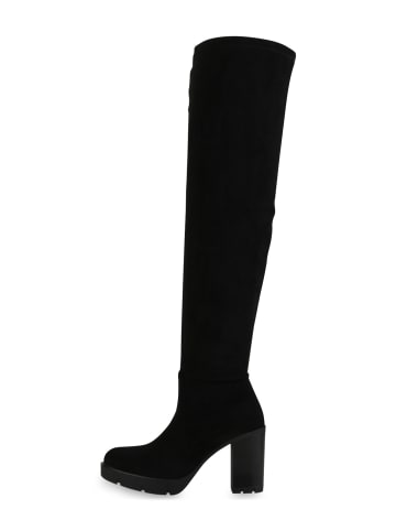 VAN HILL Overknees Eleanor in Schwarz Velours