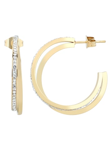 Adeliás Damen Ohrringe aus Edelstahl mit Strass Steinchen in gold