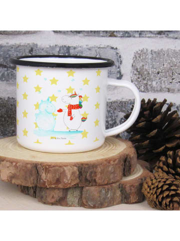 Mr. & Mrs. Panda XL Emaille Tasse Einhorn Schneemann ohne Spruch in Weiß