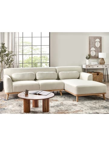 Beliani Ecksofa SIMOS in Weiß/Braun - (W) 264 x (H) 80 x (L) 82 cm linksseitig