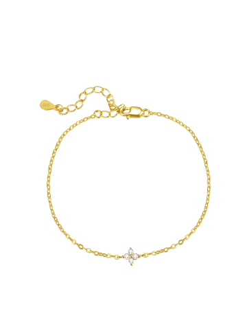Hey Happiness Vergold. Armkette Blume Charm 925 Sterlingsilber mit Zirkonia in Gold - (L) 16-19 cm