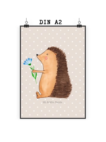 Mr. & Mrs. Panda Bild Igel Blumen ohne Spruch in Beige Pastell