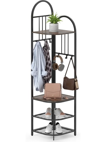 COSTWAY 180CM Garderobenständer Eck in Schwarz