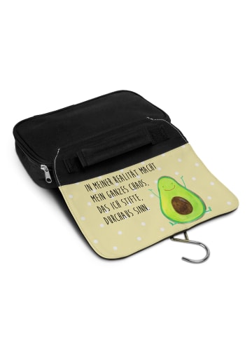 Mr. & Mrs. Panda Kosmetiktasche Avocado Glücklich mit Spruch in Gelb Pastell