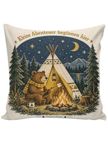 Mr. & Mrs. Panda Kopfkissen Bär abenteuerlich Design mit Spruch in Weiß