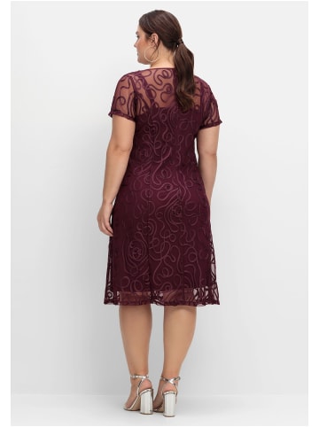 sheego Spitzenkleid in aubergine