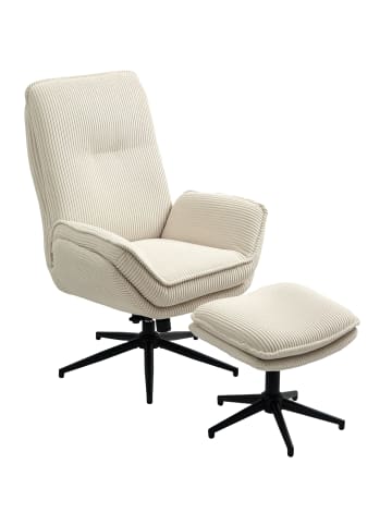 HOMCOM Relaxsessel mit Hocker in Beige 83L x 72B x 107H cm