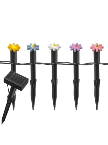 MARELIDA LED Solar Lichterkette Blumen 5 Beetstecker Gartenstecker H: 17cm in bunt