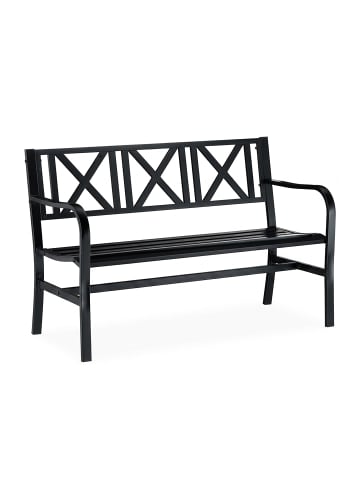 relaxdays Gartenbank in Schwarz - (B)127 x (H)81 x (T)56 cm