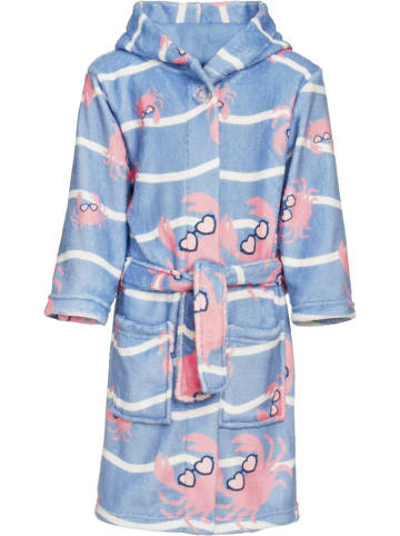 Playshoes Fleece-Bademantel Krebs in Blau/Pink