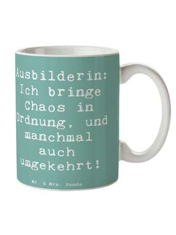 Mr. & Mrs. Panda Tasse Spruch Ausbilderin Chaos Ordnung mit Spruch in Meeresbrise