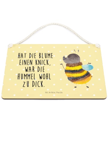 Mr. & Mrs. Panda Deko Schild Hummel flauschig mit Spruch in Gelb Pastell