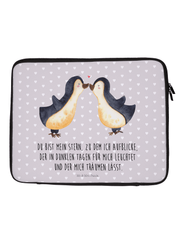 Mr. & Mrs. Panda Laptophülle Pinguin Liebe mit Spruch in Grau Pastell