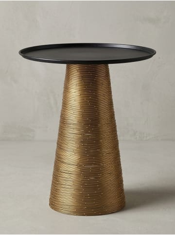 KADIMA DESIGN Beistelltisch Sofatisch | Aluminium, 40x40x45cm, Gold/Schwarz, Rund