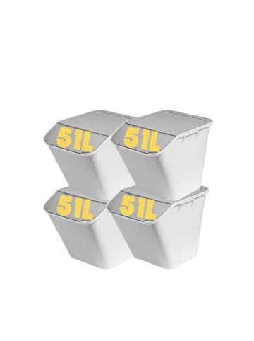 SmartStore 4er-Set Aufbewahrungsbox Collect Stack-it Weiß/Grau 51L