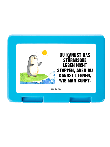 Mr. & Mrs. Panda Brotdose Pinguin Surfer mit Spruch in Weiß