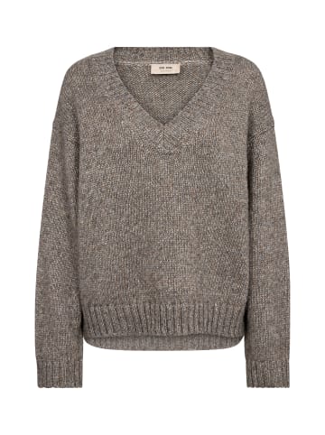 Welma Glam V-Neck Knit in Dark Grey Melange