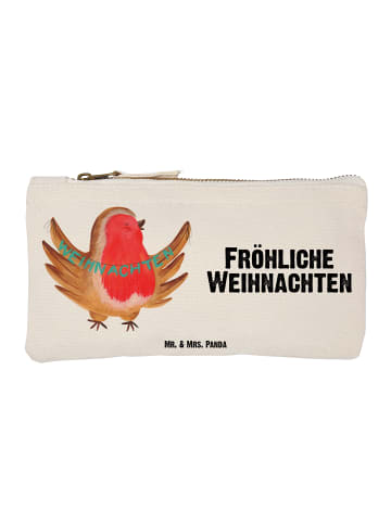 Mr. & Mrs. Panda Schminktasche Rotkehlchen Weihnachten mit Spruch in Weiß