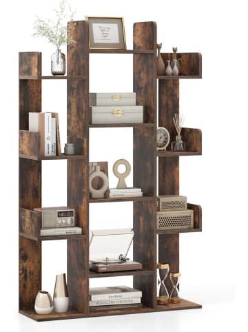 COSTWAY Bücherregal im Baumform mit 13 Fächern in Braun