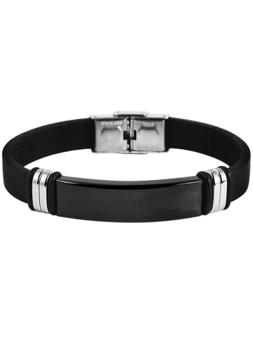 Adeliás Unisex Armband aus Leder 21 cm in schwarz
