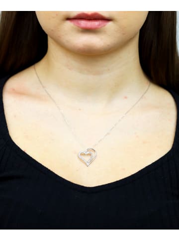 Diamant L'éternel Halskette mit Anhänger aus 375 Weißgold mit Diamant Herz-Design