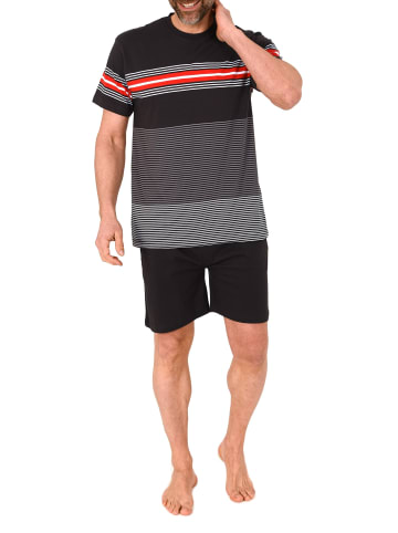 NORMANN kurzarm Schlafanzug Shorty Streifen Übergrößen in rot