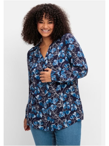 sheego Bluse in marine gemustert