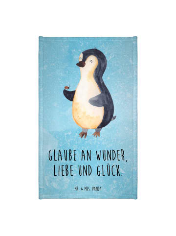 Mr. & Mrs. Panda Handtuch Klein Pinguin Marienkäfer mit Spruch in Eisblau