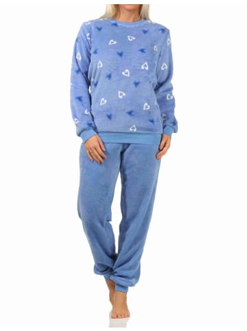 NORMANN Schlafanzug Bündchen Coralfleece - 58368 in hellblau