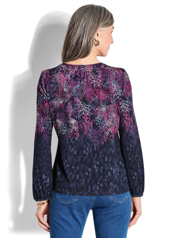 GOLDNER Langarm Druckshirt mit Allover-Print in marine / bunt / gemustert