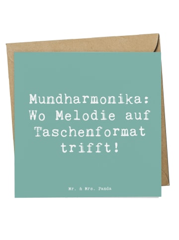 Mr. & Mrs. Panda Deluxe Karte Spruch Mundharmonika Freude mit Sp... in Meeresbrise
