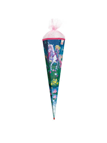 Schultüte Magische Einhornreiterin 85 cm Glitter Organza Glitterborte in Bunt