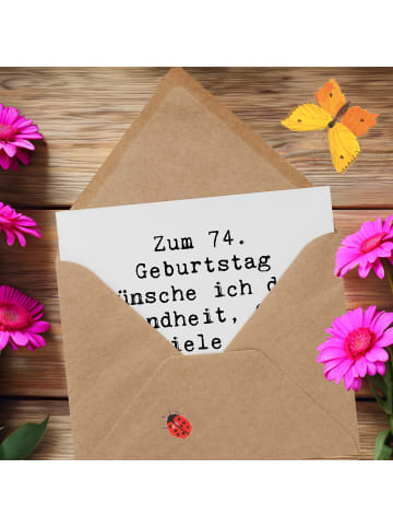 Mr. & Mrs. Panda Deluxe Karte Spruch 74. Geburtstag mit Spruch in Weiß