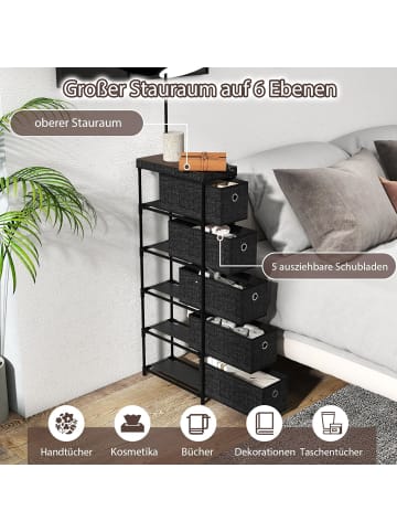 COSTWAY Schmaler Kommode mit 5 Schubladen in Schwarz