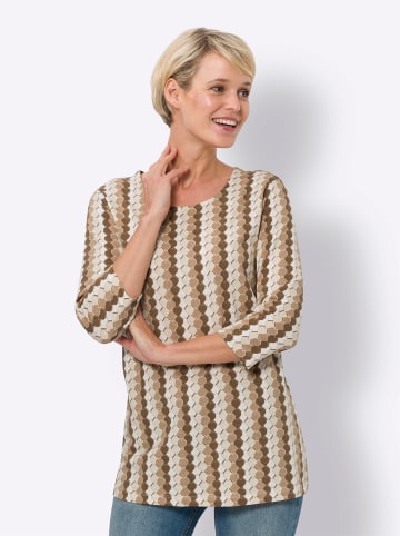 WITT WEIDEN 3/4-Arm-Shirt in camel-braun-bedruckt