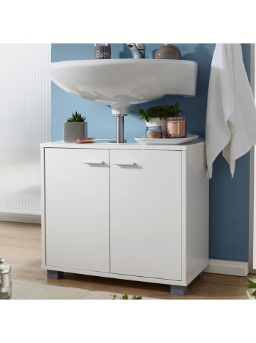 FineBuy Badunterschrank in Weiß / MDF / 60x30x55
