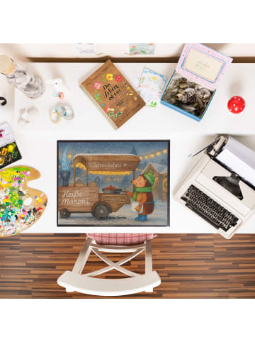 Mr. & Mrs. Panda schreibauflage Igel Maronen Design ohne Spruch in Weiß