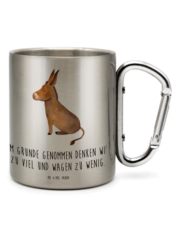 Mr. & Mrs. Panda Edelstahltasse Esel mit Spruch in Silber