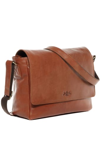 SID & VAIN Leder-Messenger Laptoptasche Leder Umhängetasche Unisex SPENCER in braun