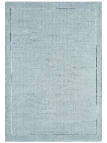 KADIMA DESIGN Teppich 100% Wolle handgewebt, Strukturdesign, Bordüre, robust in Hellblaugrün