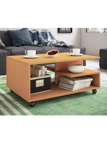 VCM  Holz Sofatisch Couchtisch Rollen rollbar Stango in Buche