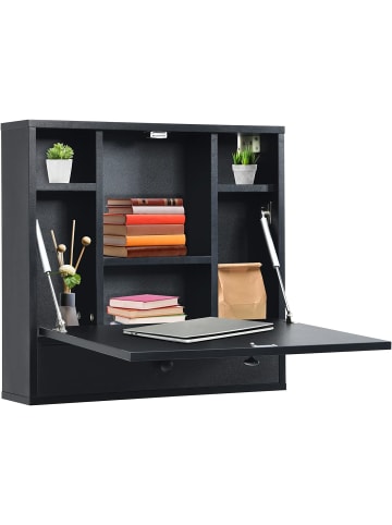 COSTWAY Wandtisch mit Schublade in Schwarz