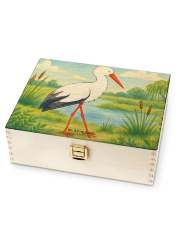 Mr. & Mrs. Panda Box für Teebeutel Storch Design ohne Spruch in Weiß